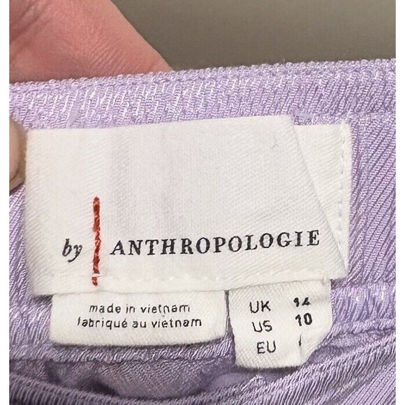 By Anthropologie Palazzo Utility Pants Cargo Wide Leg Lilac Purple Pull On Sz 10 - Picture 11 of 16